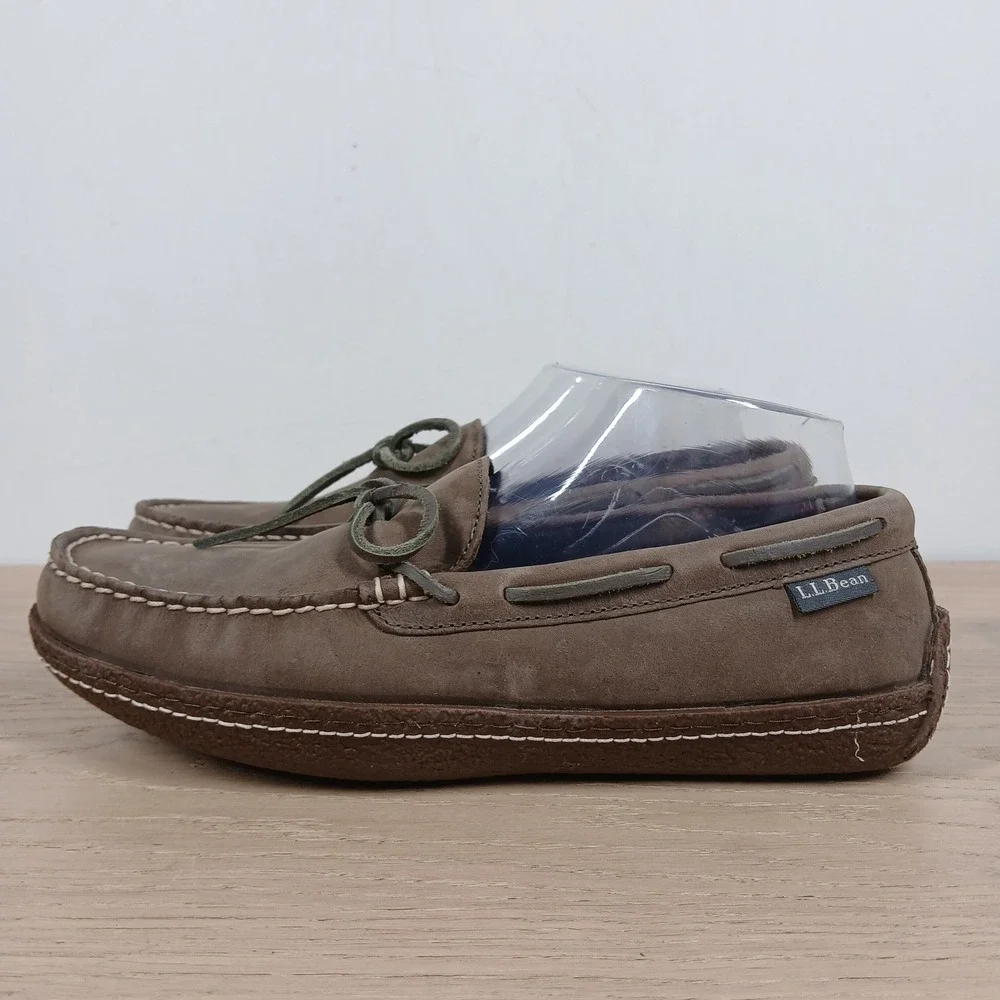 L.L. Bean Boat Shoes Mens 7 Brown Leather Moc Toe Loafers Heritage Prep